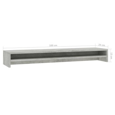 vidaXL Βάση Οθονών Γκρι του Σκυροδέματος 100x24x13 εκ. από Επεξ. Ξύλο