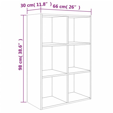 vidaXL Ραφιέρα/Βιβλιοθήκη Γκρι Σκυροδέματος 66x30x98cm Μοριοσανίδα 1 τεμ.