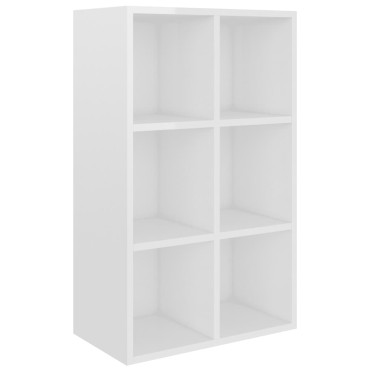 vidaXL Ραφιέρα/Βιβλιοθήκη Γυαλιστερό Λευκό 66x30x98cm Επεξ. Ξύλο 1 τεμ.