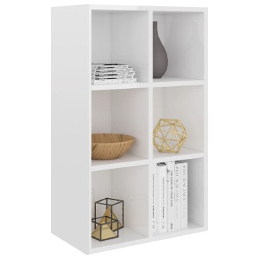 vidaXL Ραφιέρα/Βιβλιοθήκη Γυαλιστερό Λευκό 66x30x98cm Επεξ. Ξύλο 1 τεμ.