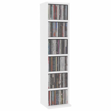 vidaXL Έπιπλο για CD Λευκό 21x20x88cm από Επεξεργασμένο Ξύλο 1 τεμ.