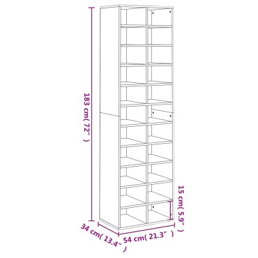vidaXL Παπουτσοθήκη Λευκή 54x34x183cm από Επεξεργασμένο Ξύλο