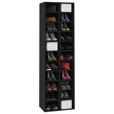 vidaXL Παπουτσοθήκη Μαύρη 54x34x183cm από Επεξεργασμένο Ξύλο