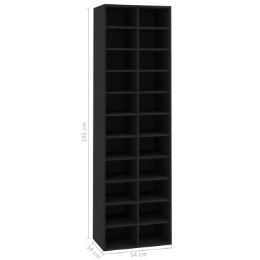 vidaXL Παπουτσοθήκη Μαύρη 54x34x183cm από Επεξεργασμένο Ξύλο