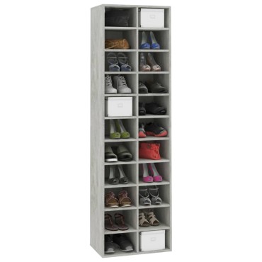 vidaXL Παπουτσοθήκη Γκρι Σκυροδέματος 54x34x183cm Επεξεργασμένο Ξύλο