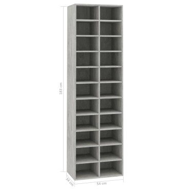 vidaXL Παπουτσοθήκη Γκρι Σκυροδέματος 54x34x183cm Επεξεργασμένο Ξύλο