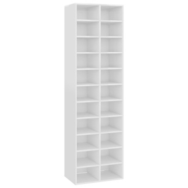 vidaXL Παπουτσοθήκη Γυαλιστερό Λευκό 54x34x183cm από Επεξ. Ξύλο