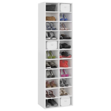 vidaXL Παπουτσοθήκη Γυαλιστερό Λευκό 54x34x183cm από Επεξ. Ξύλο