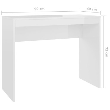 vidaXL Γραφείο Γυαλιστερό Λευκό 90x40x72cm Επεξεργασμένο Ξύλο 1 τεμ.