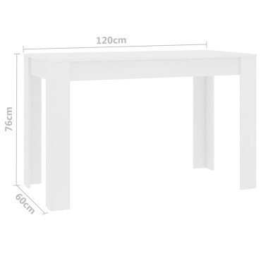 vidaXL Τραπεζαρία Λευκή 120x60x76cm από Επεξ. Ξύλο 1 τεμ.