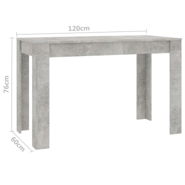 vidaXL Τραπεζαρία Γκρι του Σκυροδέματος 120x60x76cm από Επεξ. Ξύλο 1 τεμ.