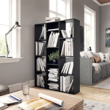vidaXL Διαχωριστικό/Βιβλιοθήκη Μαύρο 100x24x140cm από Επεξ. Ξύλο 1 τεμ.