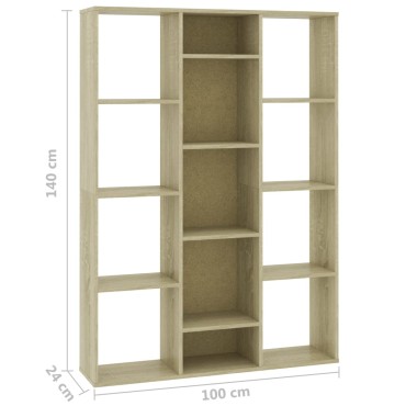 vidaXL Διαχωριστικό/Βιβλιοθήκη Sonoma Δρυς 100x24x140cm Επεξ. Ξύλο 1 τεμ.