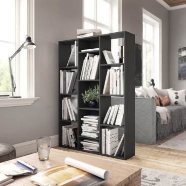 vidaXL Διαχωριστικό/Βιβλιοθήκη Γυαλ. Γκρι 100x24x140cm Μοριοσανίδα 1 τεμ.