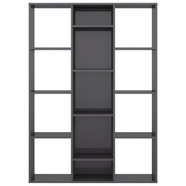 vidaXL Διαχωριστικό/Βιβλιοθήκη Γυαλ. Γκρι 100x24x140cm Μοριοσανίδα 1 τεμ.