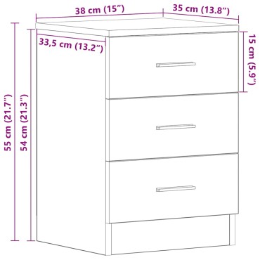 vidaXL Κομοδίνο Λευκό 38x35x56cm από Επεξ. Ξύλο 1 τεμ.
