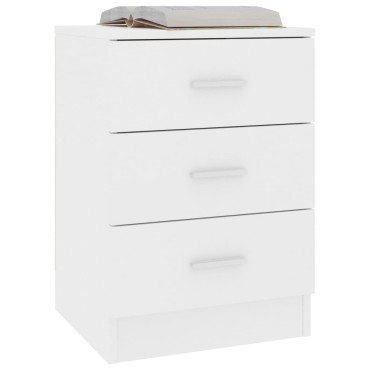 vidaXL Κομοδίνο Λευκό 38x35x56cm από Επεξ. Ξύλο 1 τεμ.