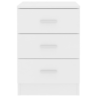 vidaXL Κομοδίνο Λευκό 38x35x56cm από Επεξ. Ξύλο 1 τεμ.