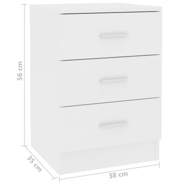 vidaXL Κομοδίνο Λευκό 38x35x56cm από Επεξ. Ξύλο 1 τεμ.