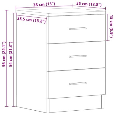 vidaXL Κομοδίνα 2 τεμ. Μαύρα 38x35x56cm από Επεξ. Ξύλο