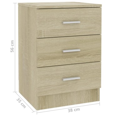 vidaXL Κομοδίνα 2 τεμ. Χρώμα Sonoma Δρυς 38x35x56cm από Επεξ. Ξύλο