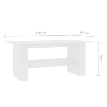 vidaXL Τραπεζαρία Λευκή 180x90x76cm από Επεξ. Ξύλο 1 τεμ.