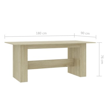 vidaXL Τραπεζαρία Sonoma Δρυς 180x90x76cm από Μοριοσανίδα 1 τεμ.