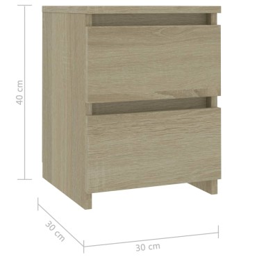 vidaXL Κομοδίνα 2 τεμ. Sonoma Δρυς 30x30x40cm από Επεξ. Ξύλο