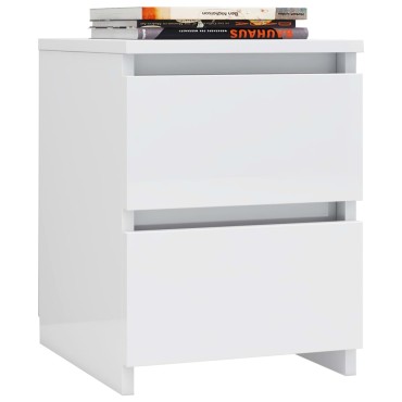 vidaXL Κομοδίνο Γυαλιστερό Λευκό 30x30x40cm από Επεξ. Ξύλο 1 τεμ.