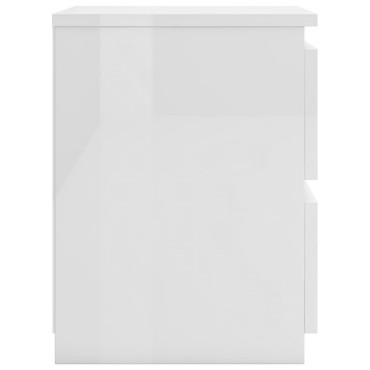 vidaXL Κομοδίνο Γυαλιστερό Λευκό 30x30x40cm από Επεξ. Ξύλο 1 τεμ.