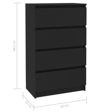 vidaXL Συρταριέρα Μαύρη 60x35x98,5cm από Επεξεργασμένο Ξύλο 1 τεμ.