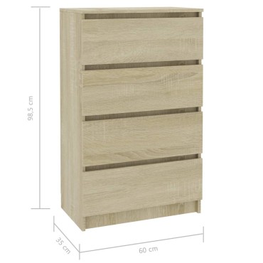 vidaXL Συρταριέρα Sonoma Δρυς 60x35x98,5cm Επεξεργασμένο Ξύλο 1 τεμ.