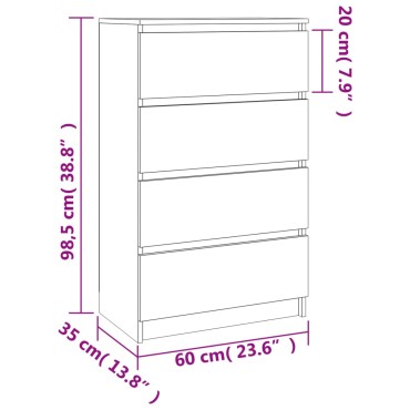 vidaXL Συρταριέρα Sonoma Δρυς 60x35x98,5cm Επεξεργασμένο Ξύλο 1 τεμ.