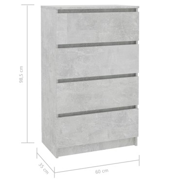vidaXL Συρταριέρα Γκρι Σκυροδέματος 60x35x98,5cm Επεξεργασμένο Ξύλο 1 τεμ.