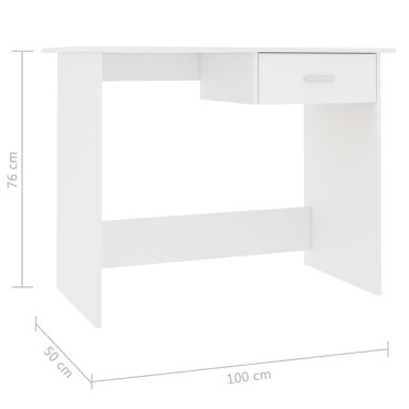 vidaXL Γραφείο Λευκό 100x50x76cm από Επεξ. Ξύλο 1 τεμ.