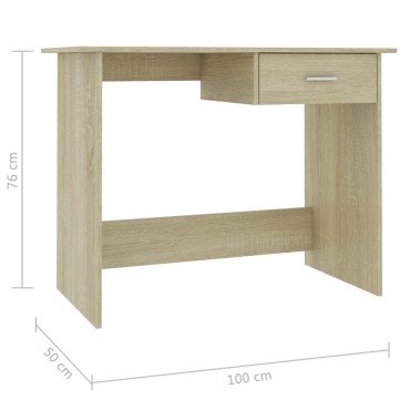 vidaXL Γραφείο Χρώμα Sonoma Δρυς 100x50x76cm από Επεξ. Ξύλο 1 τεμ.