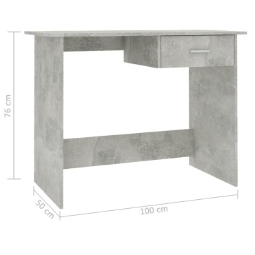 vidaXL Γραφείο Γκρι Σκυροδέματος 100x50x76cm από Επεξ. Ξύλο 1 τεμ.