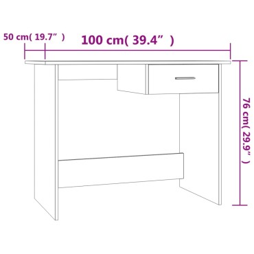 vidaXL Γραφείο Γκρι Σκυροδέματος 100x50x76cm από Επεξ. Ξύλο 1 τεμ.