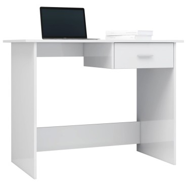 vidaXL Γραφείο Γυαλιστερό Λευκό 100x50x76cm από Επεξ. Ξύλο 1 τεμ.