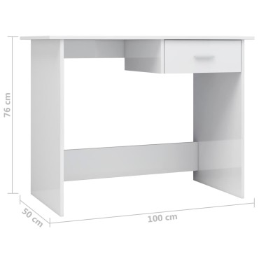vidaXL Γραφείο Γυαλιστερό Λευκό 100x50x76cm από Επεξ. Ξύλο 1 τεμ.