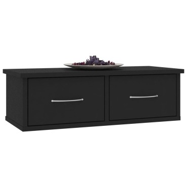vidaXL Ράφι Τοίχου με Συρτάρια Μαύρο 60x26x18,5cm από Επεξ. Ξύλο 1 τεμ.