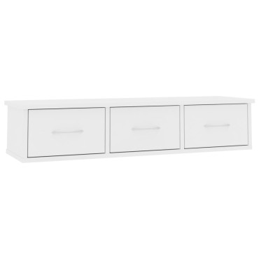 vidaXL Ράφι Τοίχου με Συρτάρια Λευκό 88x26x18,5cm από Επεξ. Ξύλο 1 τεμ.