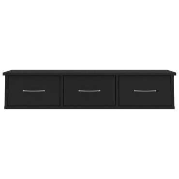 vidaXL Ράφι Τοίχου με Συρτάρια Μαύρο 88x26x18,5cm από Επεξ. Ξύλο 1 τεμ.