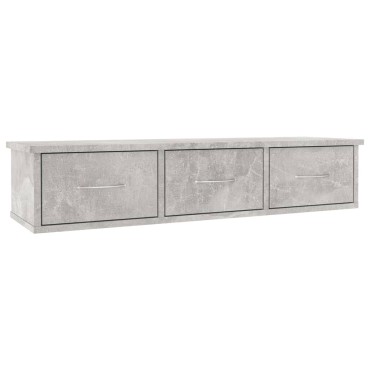 vidaXL Ράφι Τοίχου με Συρτάρια Γκρι Σκυροδ. 88x26x18,5cm Επεξ. Ξύλο 1 τεμ.