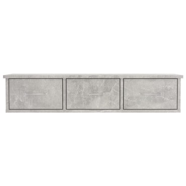vidaXL Ράφι Τοίχου με Συρτάρια Γκρι Σκυροδ. 88x26x18,5cm Επεξ. Ξύλο 1 τεμ.