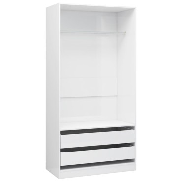 vidaXL Ντουλάπα Γυαλιστερό Λευκό 100x50x200cm από Επεξ. Ξύλο 1 τεμ.