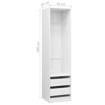 vidaXL Ντουλάπα με Συρτάρια Γυαλιστερό Λευκό 50x50x200cm Επεξ. Ξύλο 1 τεμ.