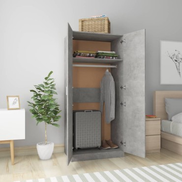 vidaXL Ντουλάπα Γκρι του Σκυροδέματος 80x52x180cm Επεξ. Ξύλο 1 τεμ.