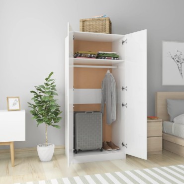 vidaXL Ντουλάπα Γυαλιστερό Λευκό 80x52x180cm από Επεξ. Ξύλο 1 τεμ.