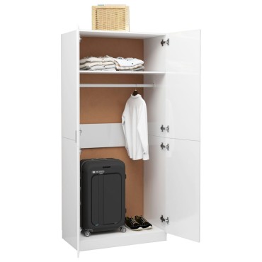 vidaXL Ντουλάπα Γυαλιστερό Λευκό 80x52x180cm από Επεξ. Ξύλο 1 τεμ.